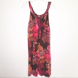 Style & co Tank Dress Brown Pink Floral Medium